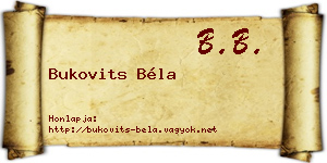 Bukovits Béla névjegykártya